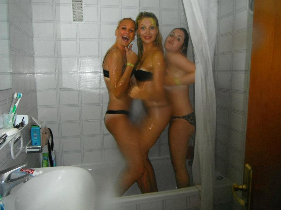 Collage chicks naked in the shower