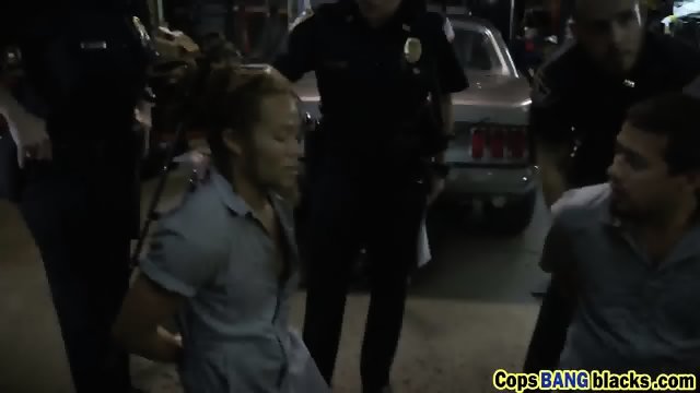 Rough threesome fucking with monster black cocked stud and two hot cops!