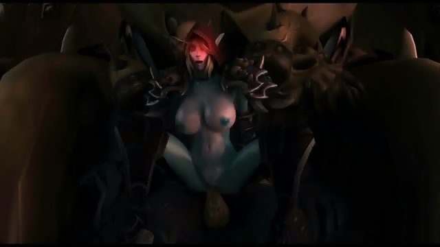 3D sex of One Dark Elf cougar and three Big Orcs 3D Hentai