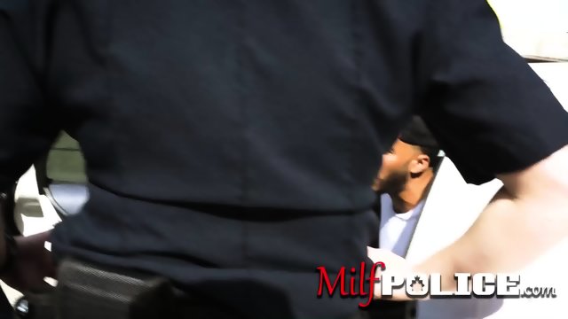 Criminal suspect gets fucked by a group of curvy milf cops