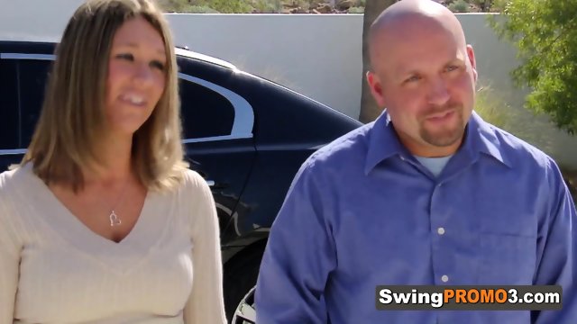 Bald husband takes his wife to party at the swingers mansion