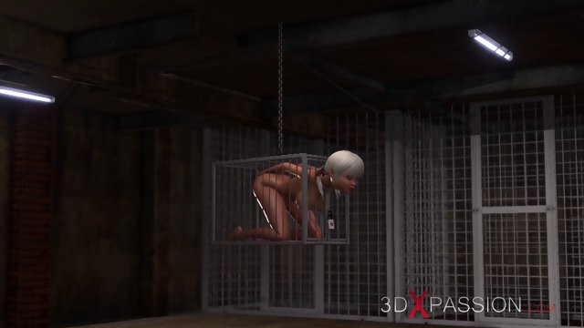 3d hot active shemale fucks sweet teen captive in human cage in the dark basement