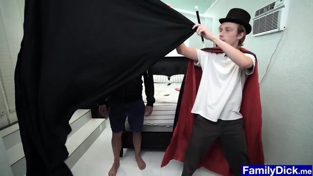 Stepdaddy fools magician stepson by getting butt naked