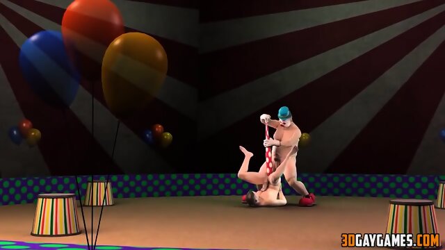 3D gay clown fucking skinny gay dude