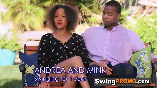 Andrea loves to swing and swap! Her husband loves to see her cum.
