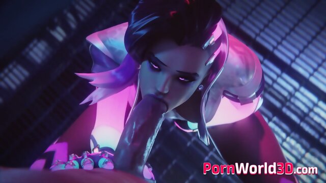 Video Game Whores with Cool Body from 3D Overwatch Sucks a Huge Cock