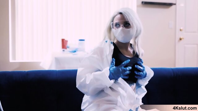 Hot blonde scientist Lola needs a fuck in the middle of a COVID research