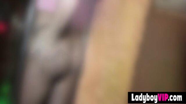 Skinny long legged asian pole dancer ladyboy chick gets hired by a rich guy for a bareback session