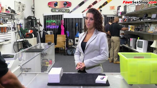 Pawnshop tattooed MILF fucked in the pawnshop office
