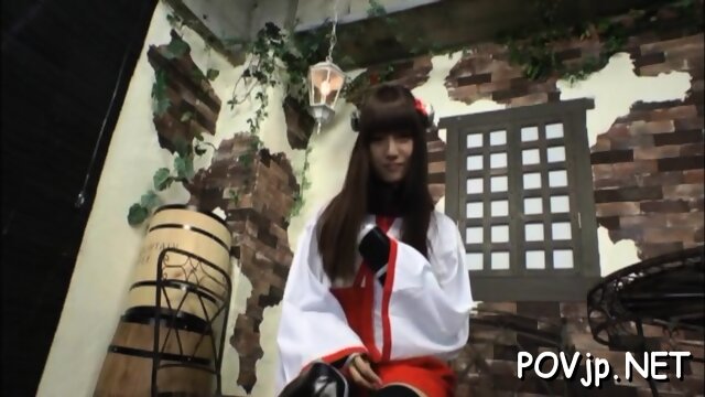 Sinful nipponese cutie is masturbating next to her fireplace