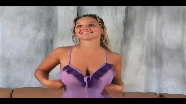 Busty model Christina - purple lingerie