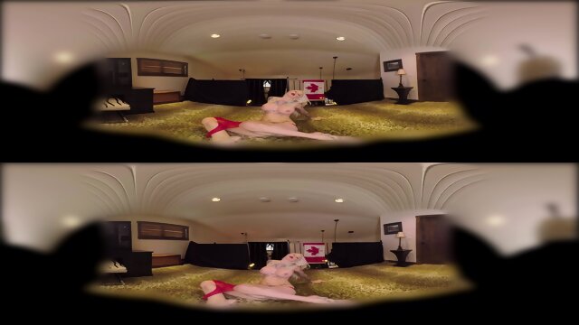 Big tits blonde stripper in red VR