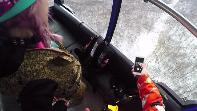Truebadgirl sex in the cable cars ant the Ski resort