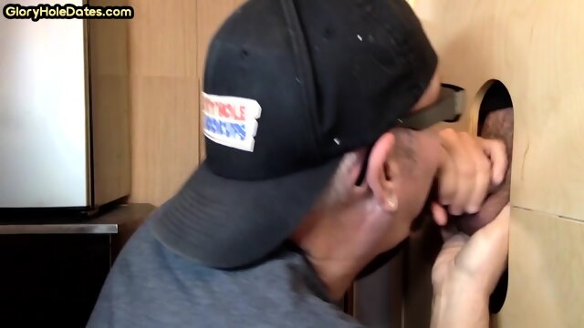 Gloryhole amateur DILF facial jizzed after BJ and HJ action