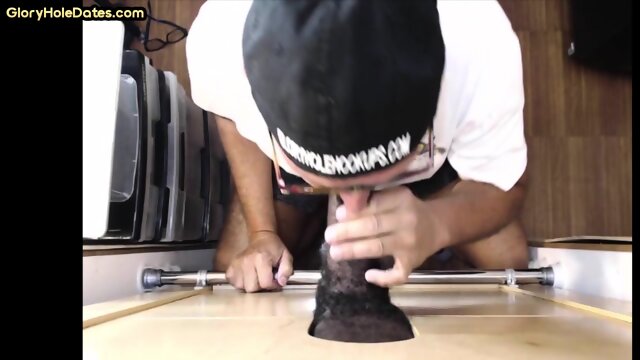 Gloryhole gay loves blowing dirty dick while jerking it