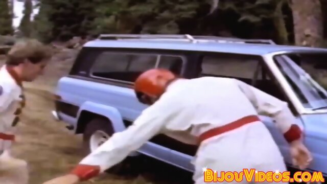 Retro backdoor bandits bare fuck outdoors and spray big load