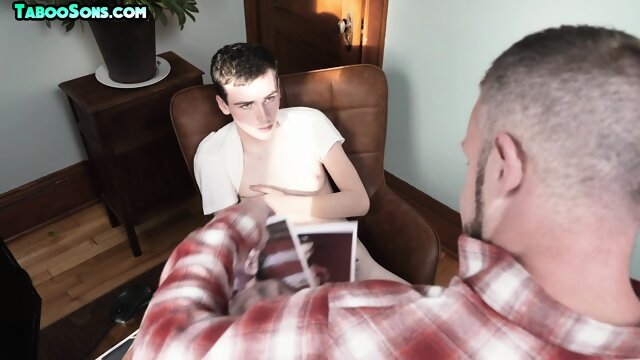 Skinny stepson rimmed and cocksucked by muscled DILF