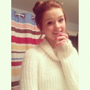 amateur photo Beautiful in white sweater