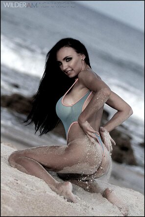 amateur photo Iryna-Turquoise-Sheer-Body-Suit-113