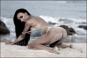 amateur photo Iryna-Turquoise-Sheer-Body-Suit-120