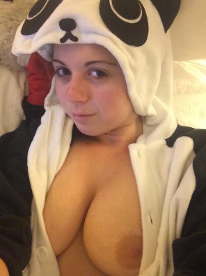 amateur photo Lounging in my panda outfit