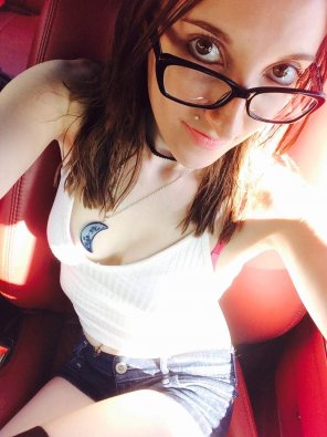 amateur pic Glasses and jean shorts