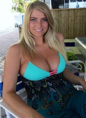 Summer Dress Showing Off Her Nice Big Cleavage