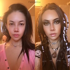 アマチュア写真 Freya from God of War makeup on/off [OC]