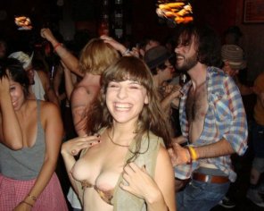 amateur pic Happy flashing her boobs