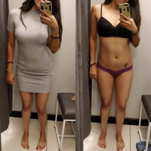 amateur pic [On/off] Grey dress [F34]