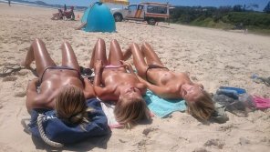 Tanned beach babes