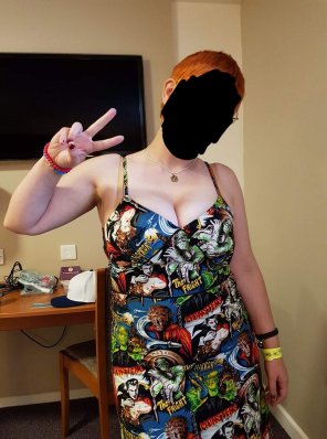 This dress can barely contain my wife.