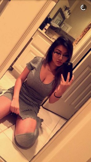 amateur photo Knee high socks and horn rimmed glasses