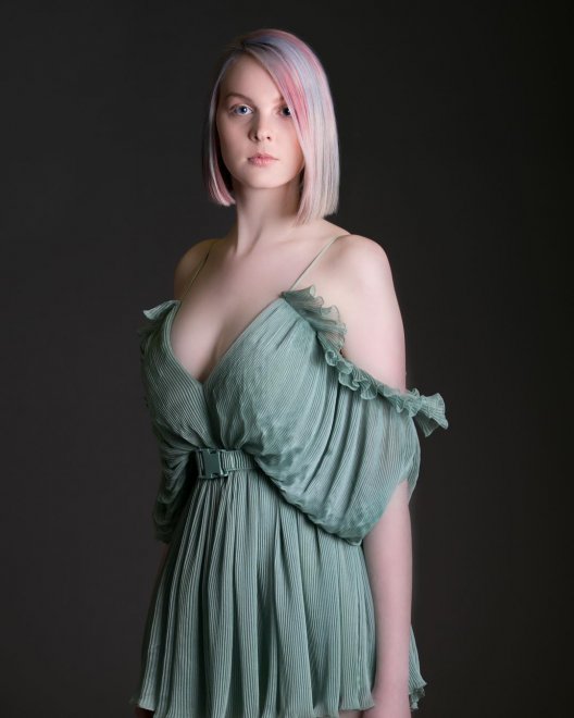 Colored hair in a Romper dress