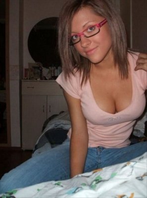 amateur photo Cutie with a very low cut shirt