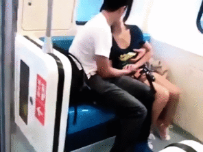 amateur photo groping his gf in the train