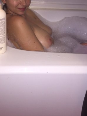 Wife enjoys her bubble bath