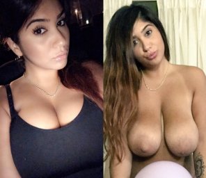 Brunette with huge boobs