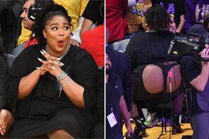 foto amateur lizzo-butt-thong-dress-lakers-game