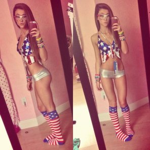 amateur photo Sexy Skinny Teen Is Patriotic