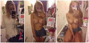 amateur-Foto Topless Blonde Selfie...