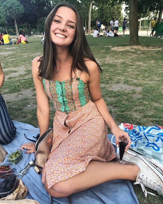 A beautiful girl having a picnic
