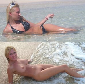zdjęcie amatorskie Beautiful wife Ksenia in gallery before and after dressed and undressed