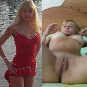 zdjęcie amatorskie Beautiful wife Ksenia in gallery before and after dressed and undressed