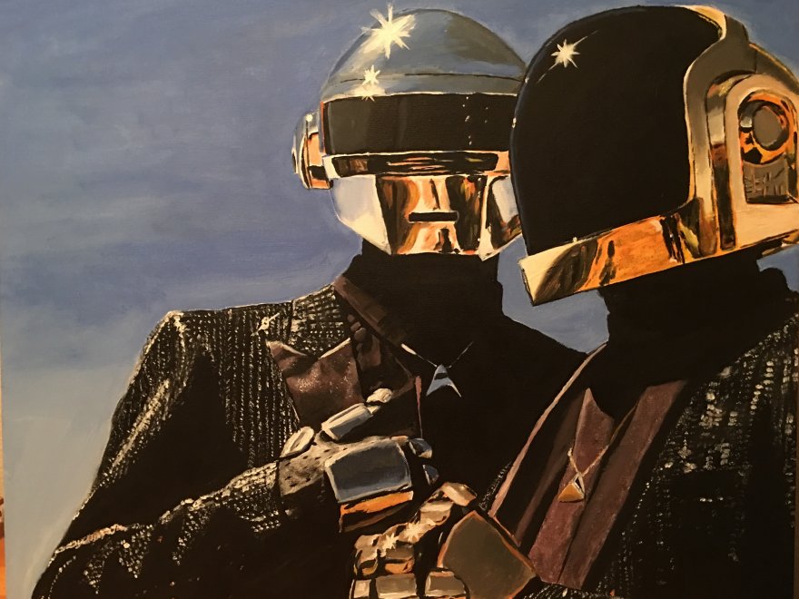 "Daft Punky Class", Acrylics on canvas, 22 x 28