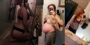 amateurfoto Pregnancy can't kill a desire to be slutty. Before During and After