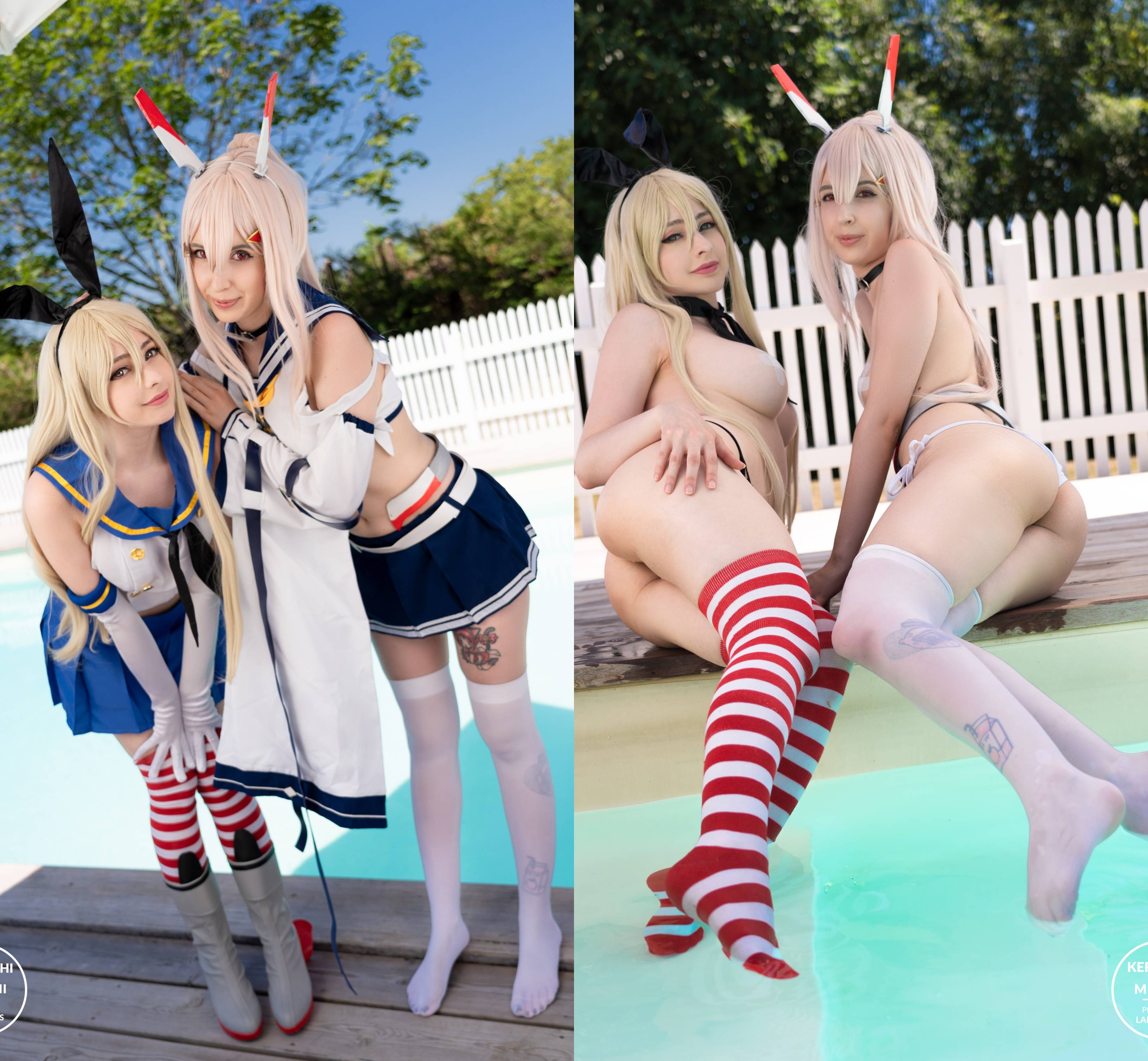 Ayanami loves teasing with Shimakaze! ðŸ'™ Crossover duo and pasties by  Kerocchi x Mikomi Hokina [Azur Lane/KanColle] Porn Pic - EPORNER