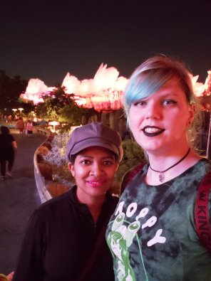amateur photo I'm 9" taller than my wife & I have a bad habit of hunching in photos. Here's a rare good photo of us at Disneyland!