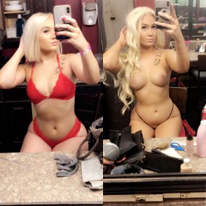 amateur photo On/Off Blonde Bombshell nude selfie - Q: Short and Straight or Long and Curly?