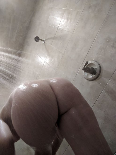 36 y/o Wi[f]ey bending over in the shower to shave all those hard to reach places